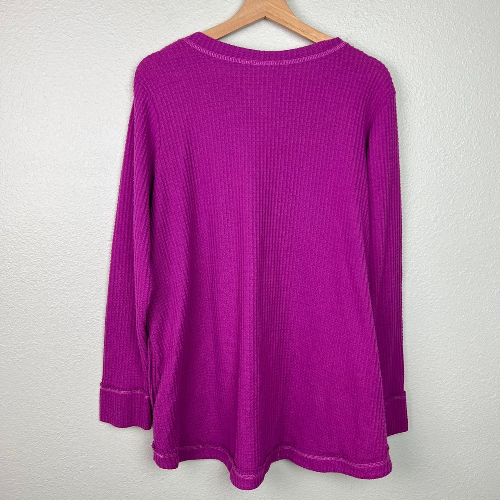 LOGO Lounge Lori Goldstein Wanda Waffle Knit Tunic Top Magenta Purple Womens XL - Picture 7 of 8
